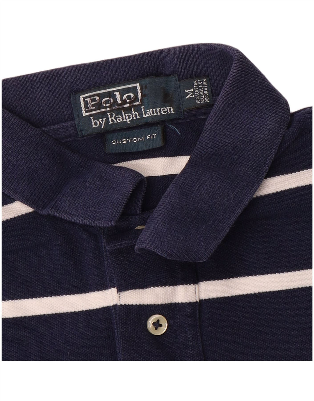 Polo Ralph Lauren Mens Custom Fit Polo Shirt Medium Navy Blue Striped