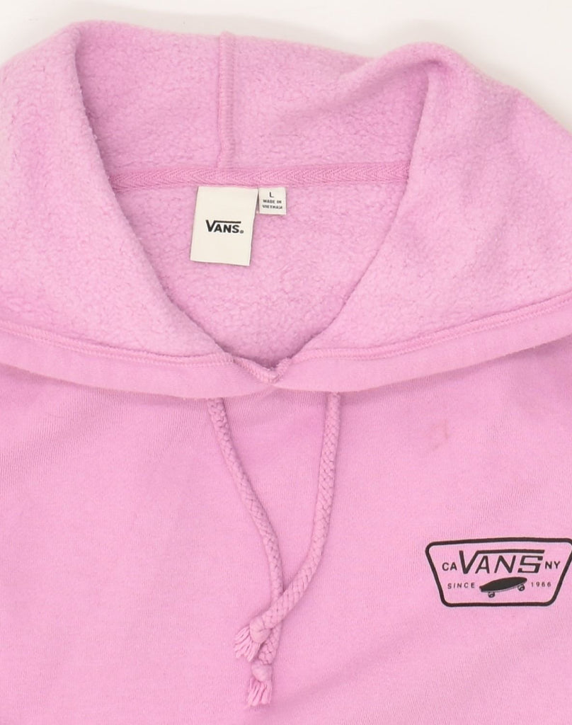 VANS Womens Graphic Hoodie Jumper UK 16 Large Pink Cotton | Vintage Vans | Thrift | Second-Hand Vans | Used Clothing | Messina Hembry 