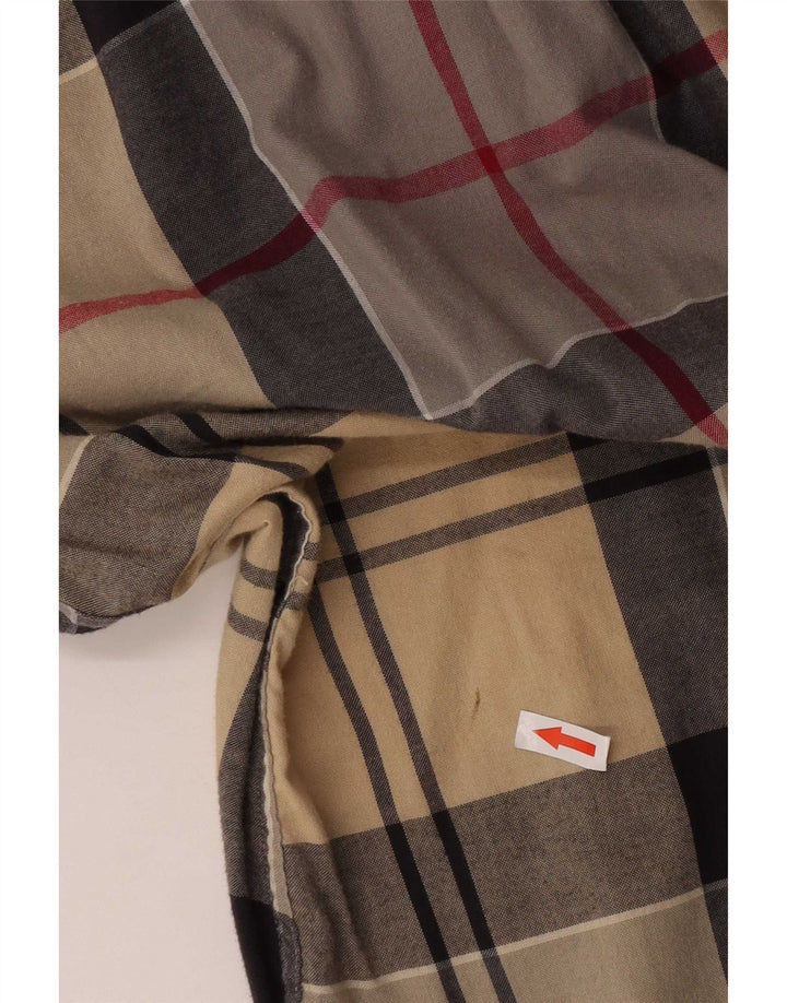 Barbour Mens Tailored Fit Shirt Large Beige Check Cotton