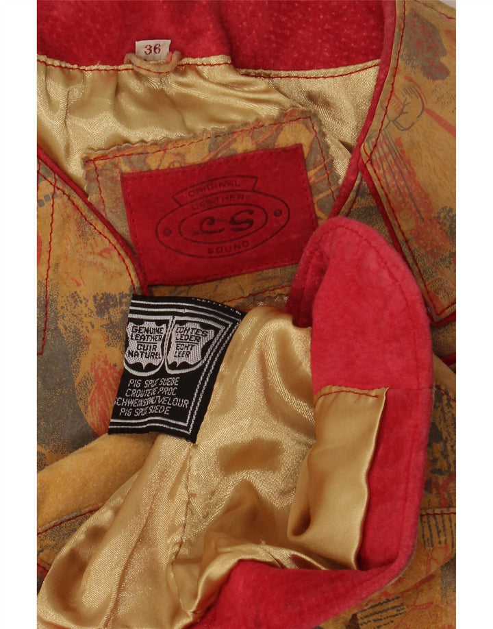 Vintage Womens Trachten 4 Button Blazer Jacket EU 36 Small Beige Leather