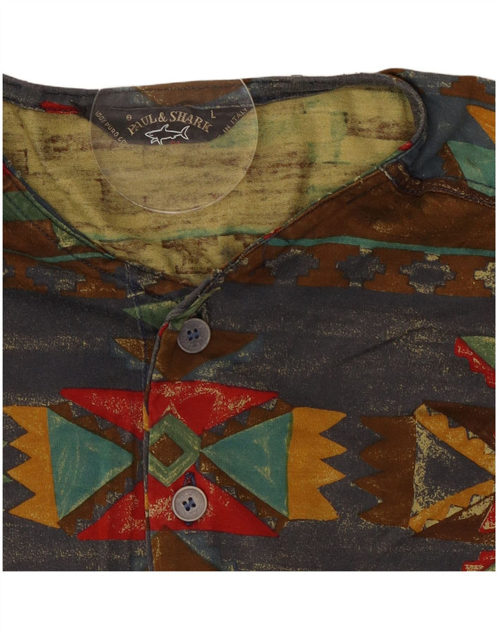 Paul & Shark Mens T-Shirt Top Large Multicoloured Geometric