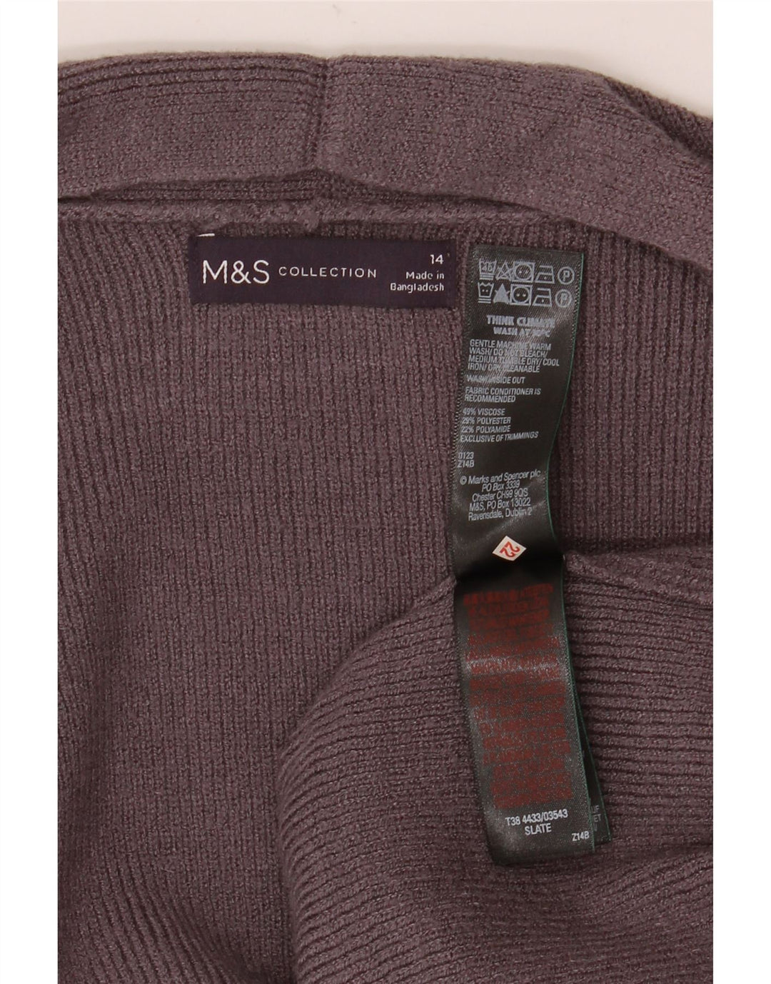 Marks & Spencer Womens Longline Open Cardigan Sweater UK 14 Large Grey