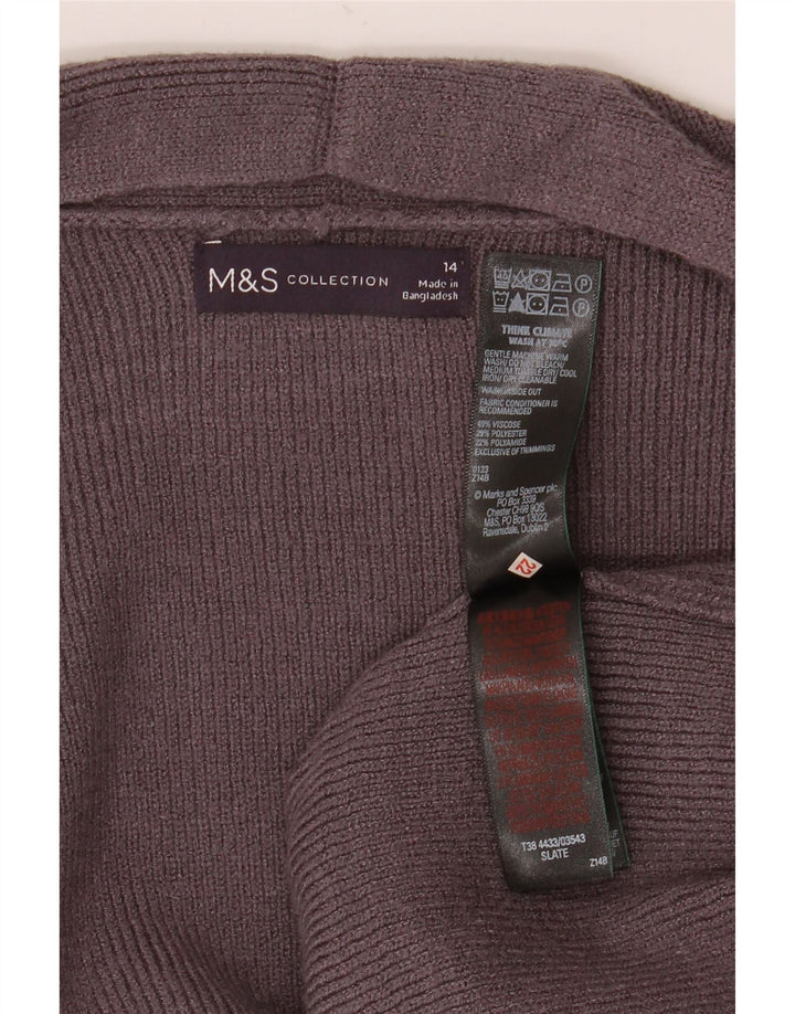 Marks & Spencer Womens Longline Open Cardigan Sweater UK 14 Large Grey