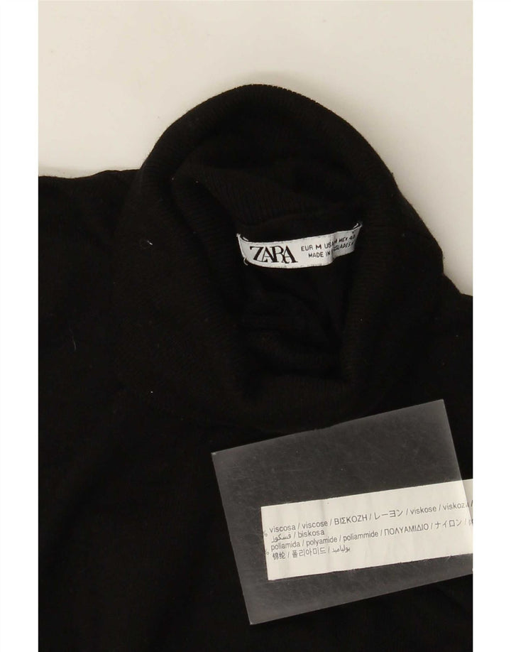 Zara Mens Roll Neck Jumper Sweater Medium Black Viscose