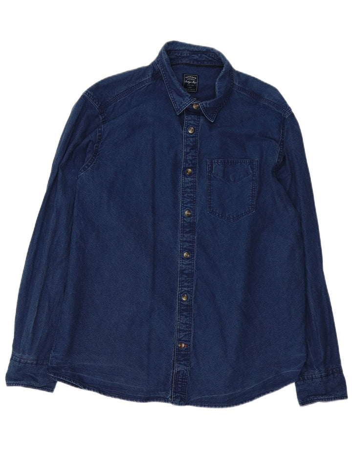 Fat Face Mens Denim Shirt Large Navy Blue Cotton