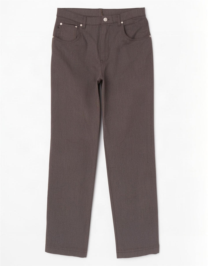 Trussardi Mens Straight Casual Trousers W35 L32 Grey Polyester
