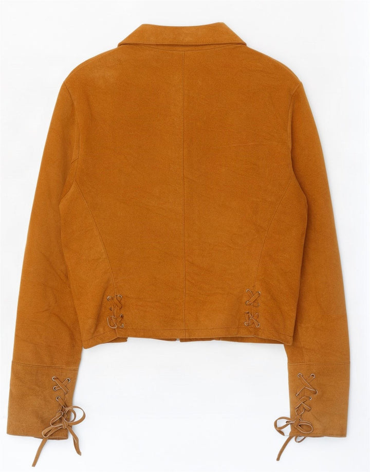 Imperial Womens Crop Suede Jacket UK 12 Medium Beige Leather