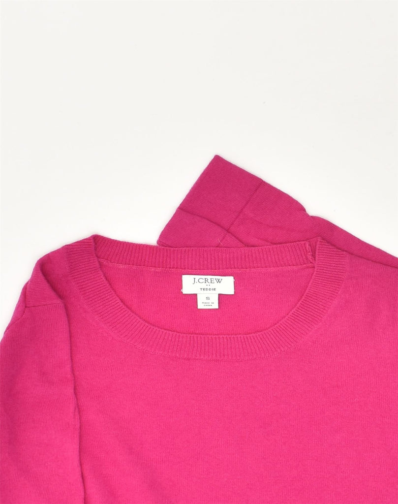 J. CREW Womens Teddie Crew Neck Jumper Sweater UK 10 Small Pink Cotton | Vintage J. Crew | Thrift | Second-Hand J. Crew | Used Clothing | Messina Hembry 