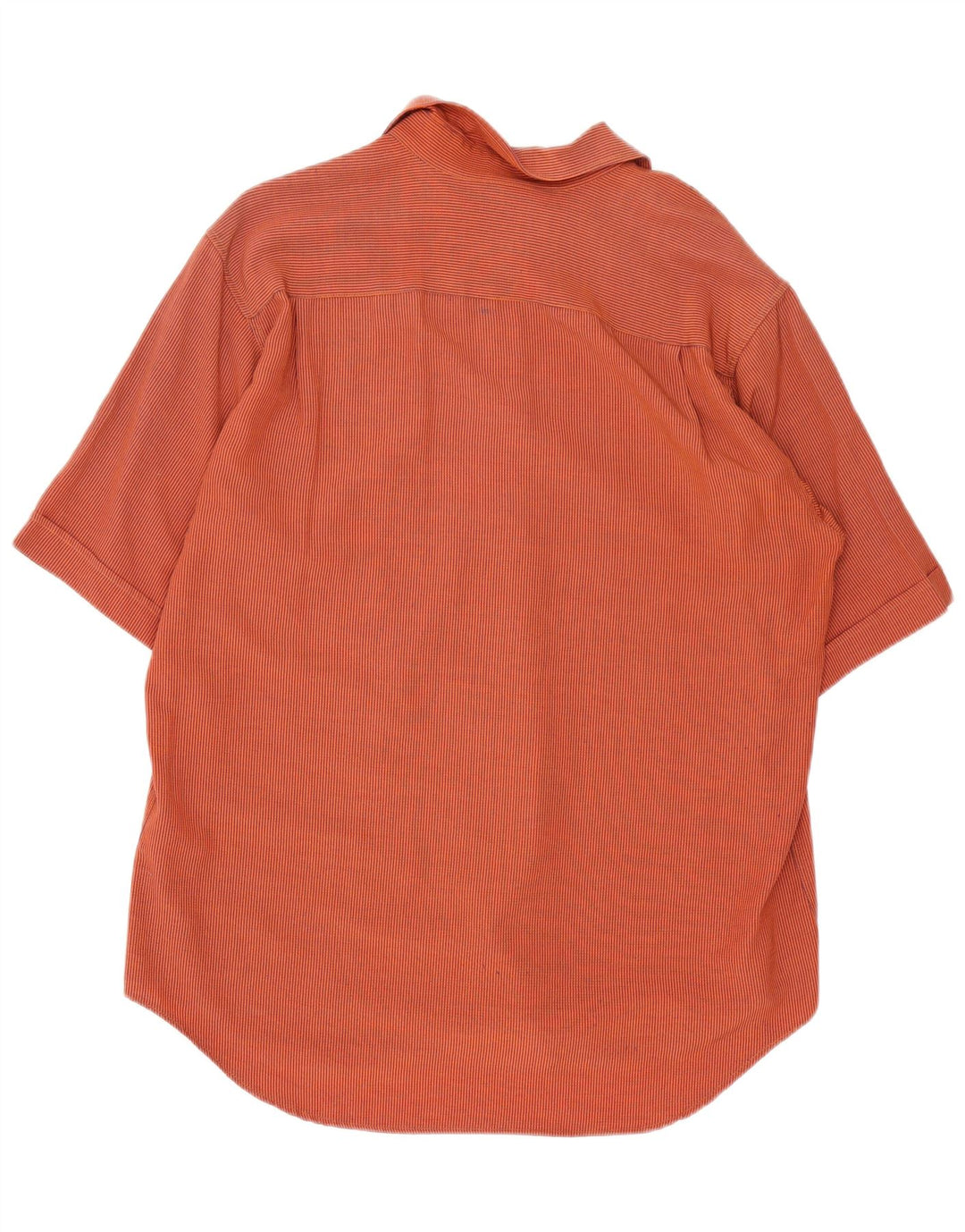 Vintage Mens Short Sleeve Shirt Medium Orange Gingham