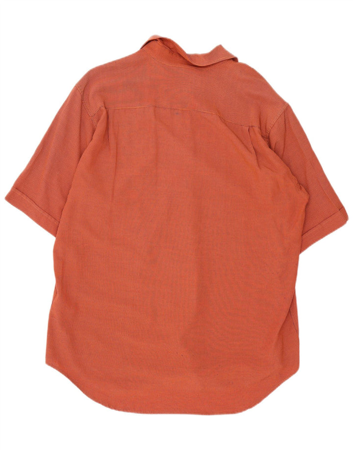 Vintage Mens Short Sleeve Shirt Medium Orange Gingham