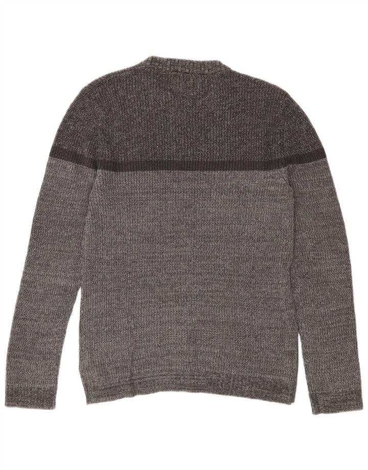 JACK & JONES Mens Core Crew Neck Jumper Sweater Medium Grey Colourblock