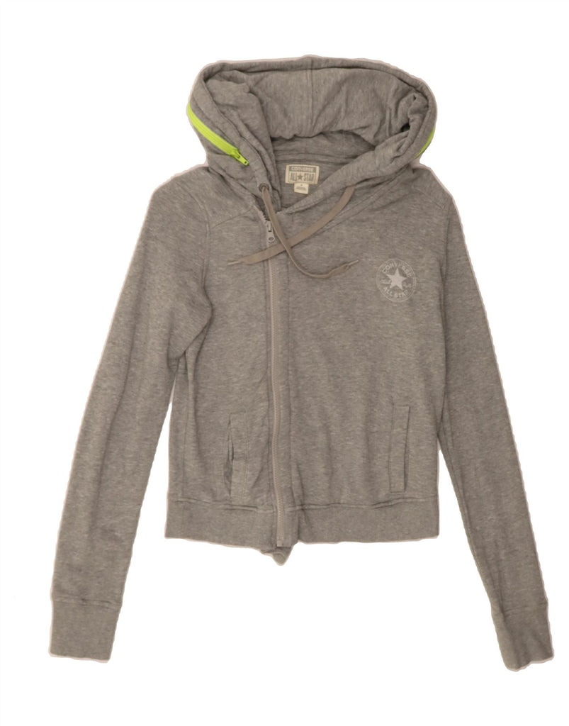 CONVERSE Womens Crop Tracksuit Top Jacket UK 12 Medium Grey Cotton Vintage Converse and Second-Hand Converse from Messina Hembry 