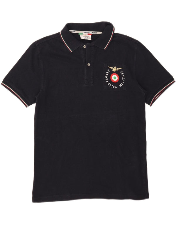 Aeronautica Militare Mens Polo Shirt Medium Navy Blue Cotton