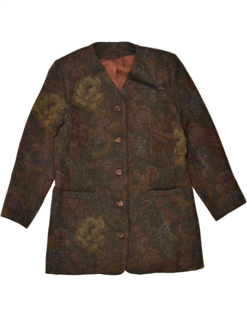 VINTAGE Womens 5 Button Blazer Jacket UK 18 XL Green Floral | Vintage Vintage | Thrift | Second-Hand Vintage | Used Clothing | Messina Hembry 