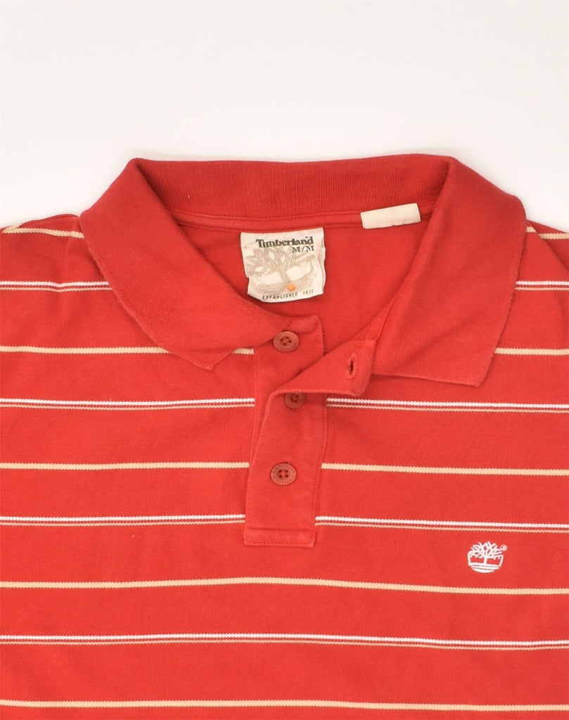 TIMBERLAND Mens Polo Shirt Medium Red Pinstripe Cotton | Vintage Timberland | Thrift | Second-Hand Timberland | Used Clothing | Messina Hembry 