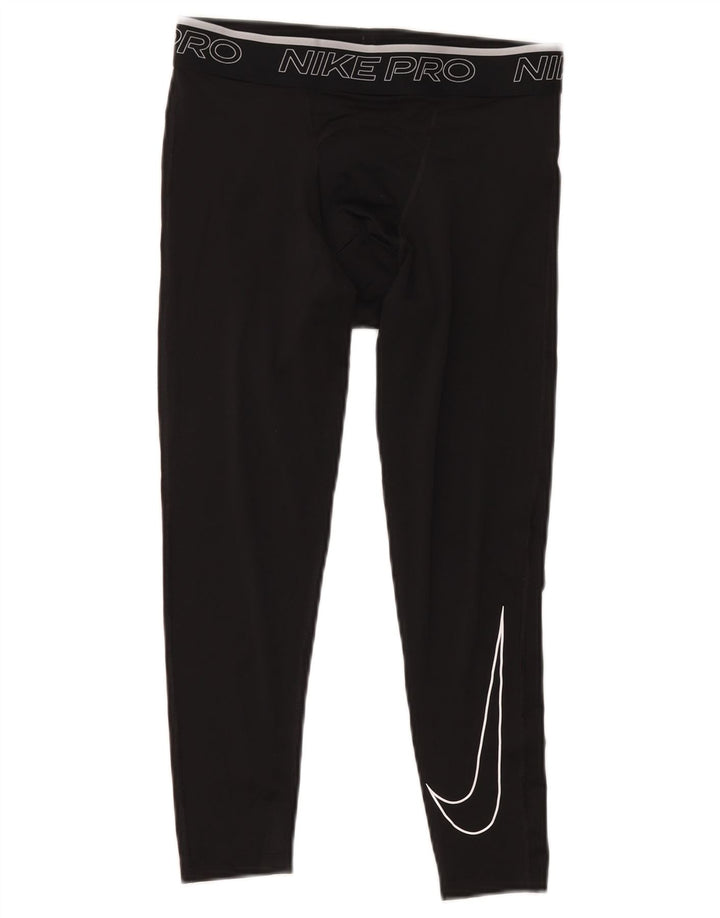 Nike Mens Dri Fit Graphic Capri Leggings Medium  Black Polyester