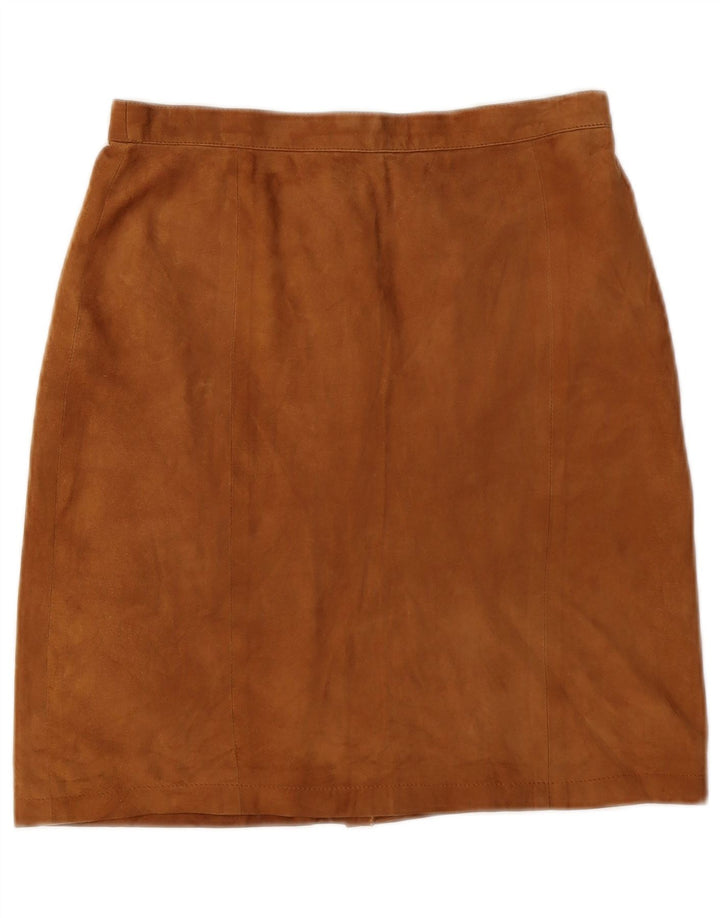Carella Womens Suede Mini Skirt UK 12 Medium W28 Brown Leather