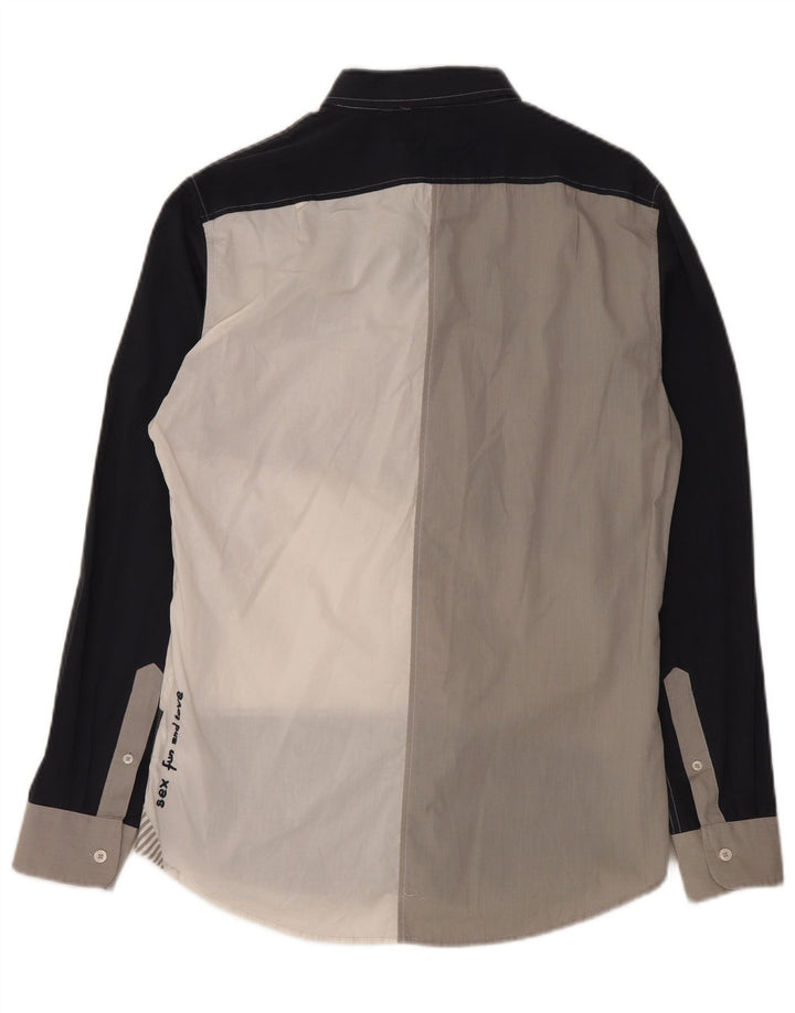 Desigual Mens Graphic Shirt Large Multicoloured Colourblock Cotton