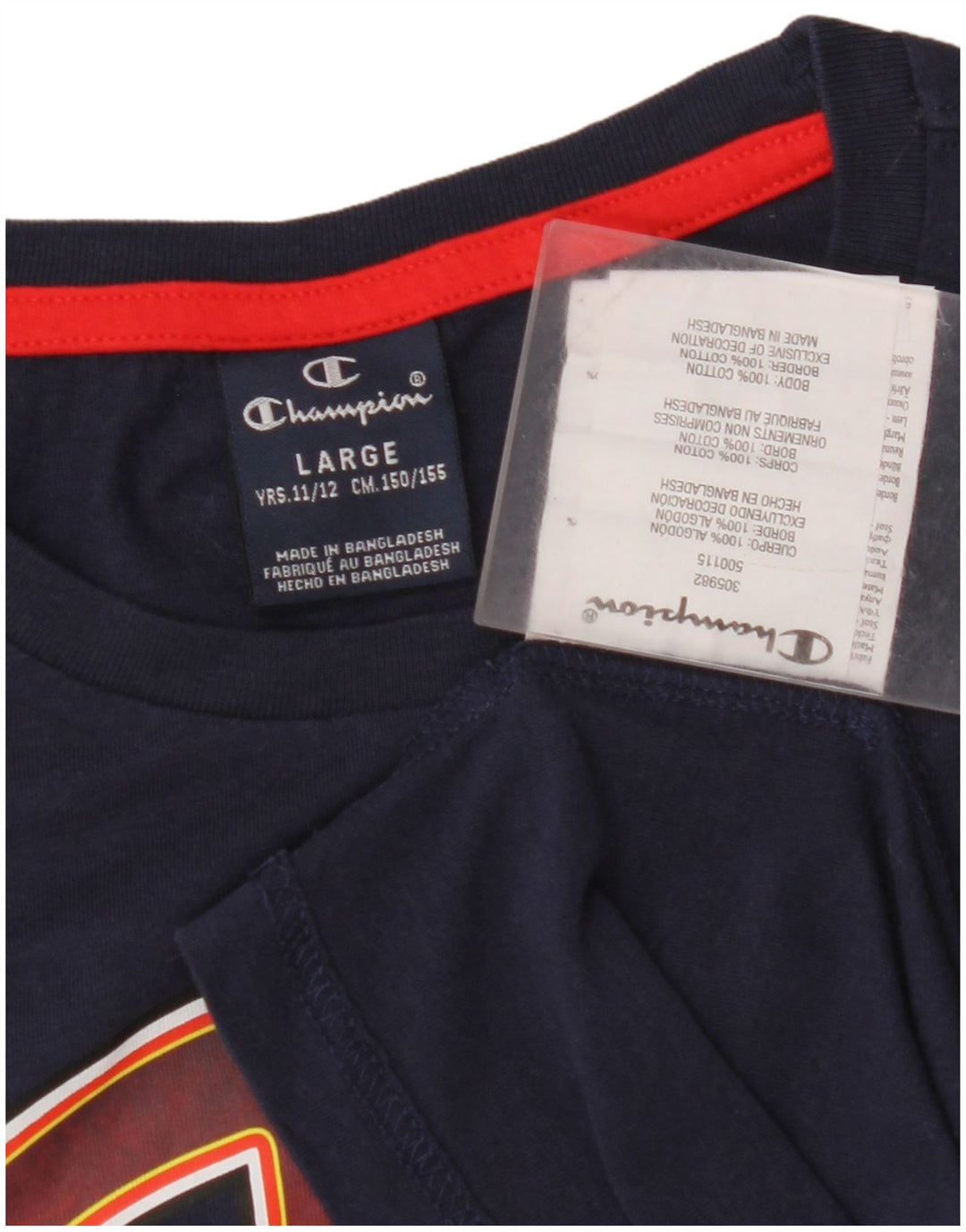 CHAMPION Boys Graphic Vest Top 11-12 Years Large Navy Blue Cotton