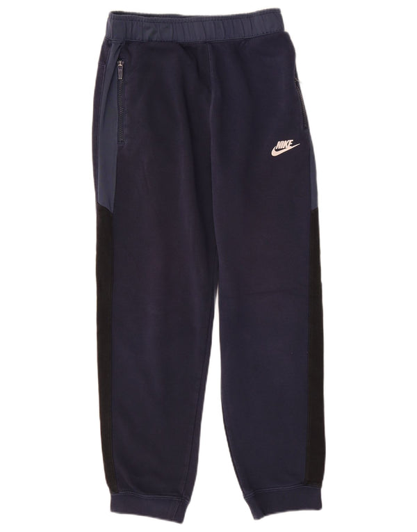 NIKE Boys Tracksuit Trousers Joggers 13-14 Years XL  Navy Blue Colourblock