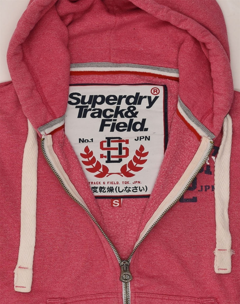 SUPERDRY Womens Graphic Zip Hoodie Sweater UK 10 Small Pink Cotton | Vintage Superdry | Thrift | Second-Hand Superdry | Used Clothing | Messina Hembry 