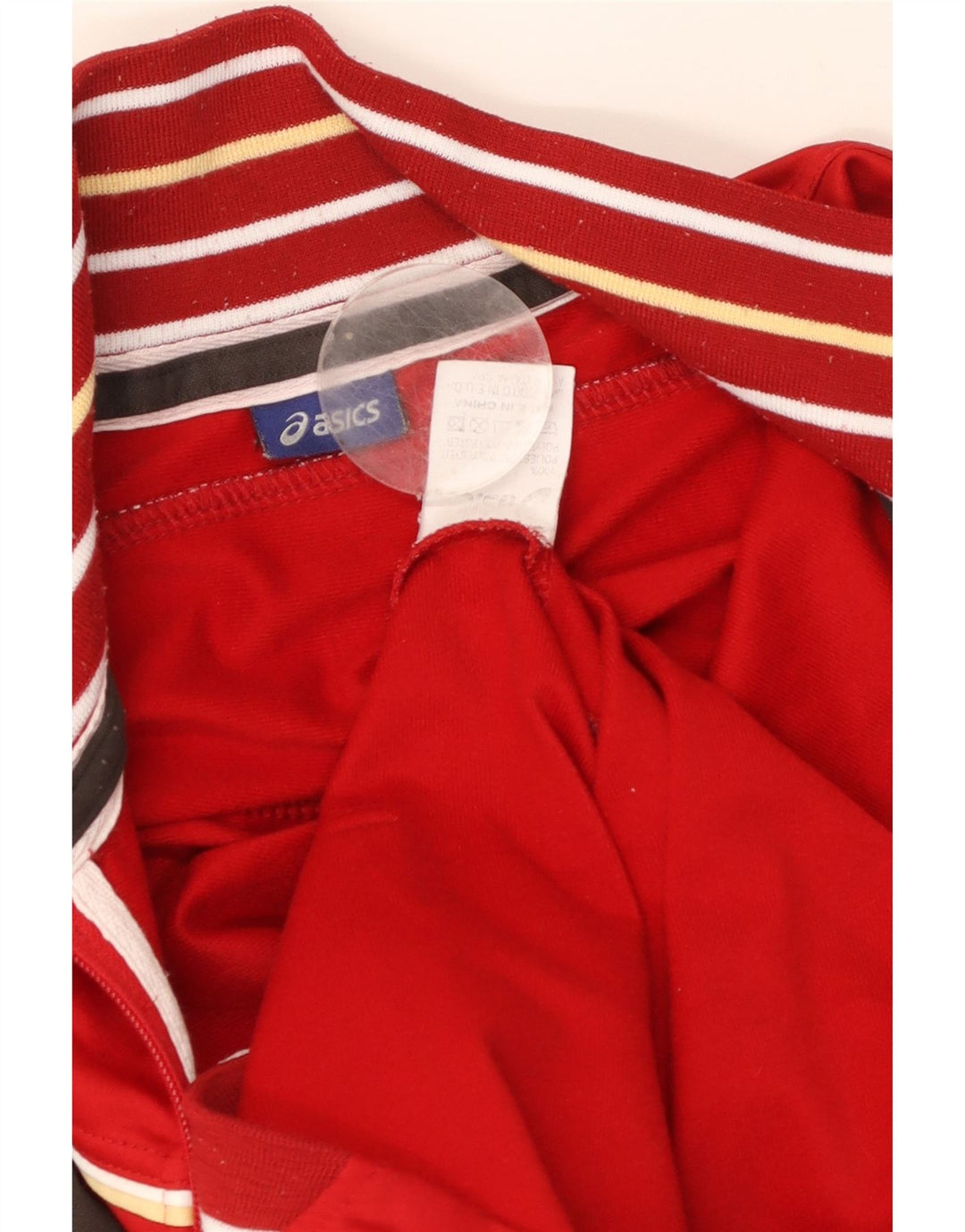 ASICS Mens Tracksuit Top Jacket Medium Red Colourblock Polyester