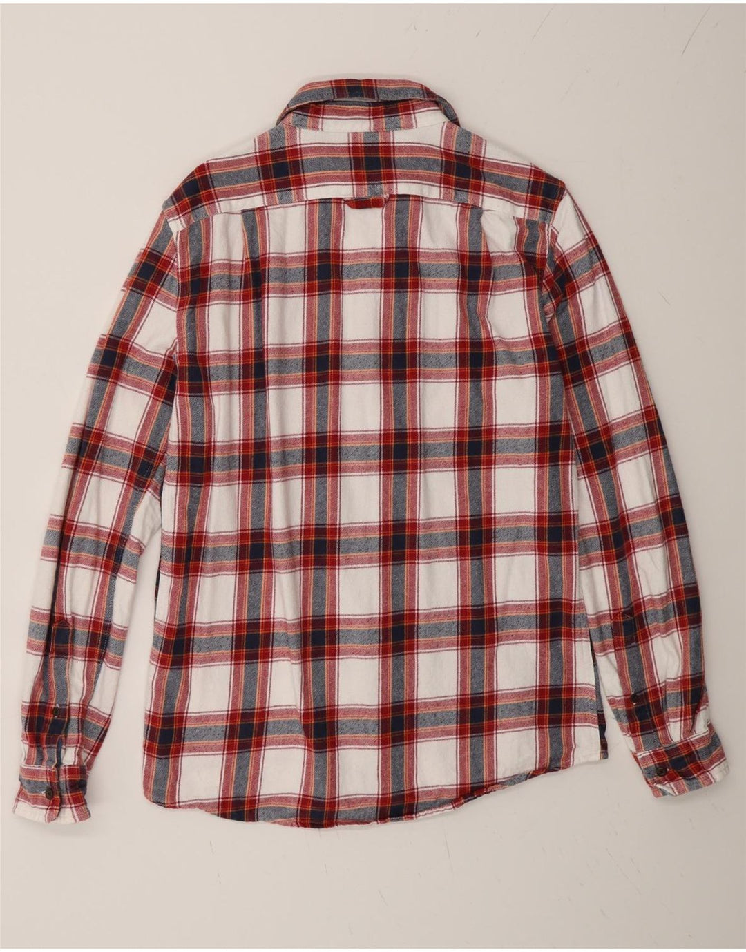 Superdry Mens Worker Wear Regular Fit Flannel Shirt Medium Red Plaid Cotton