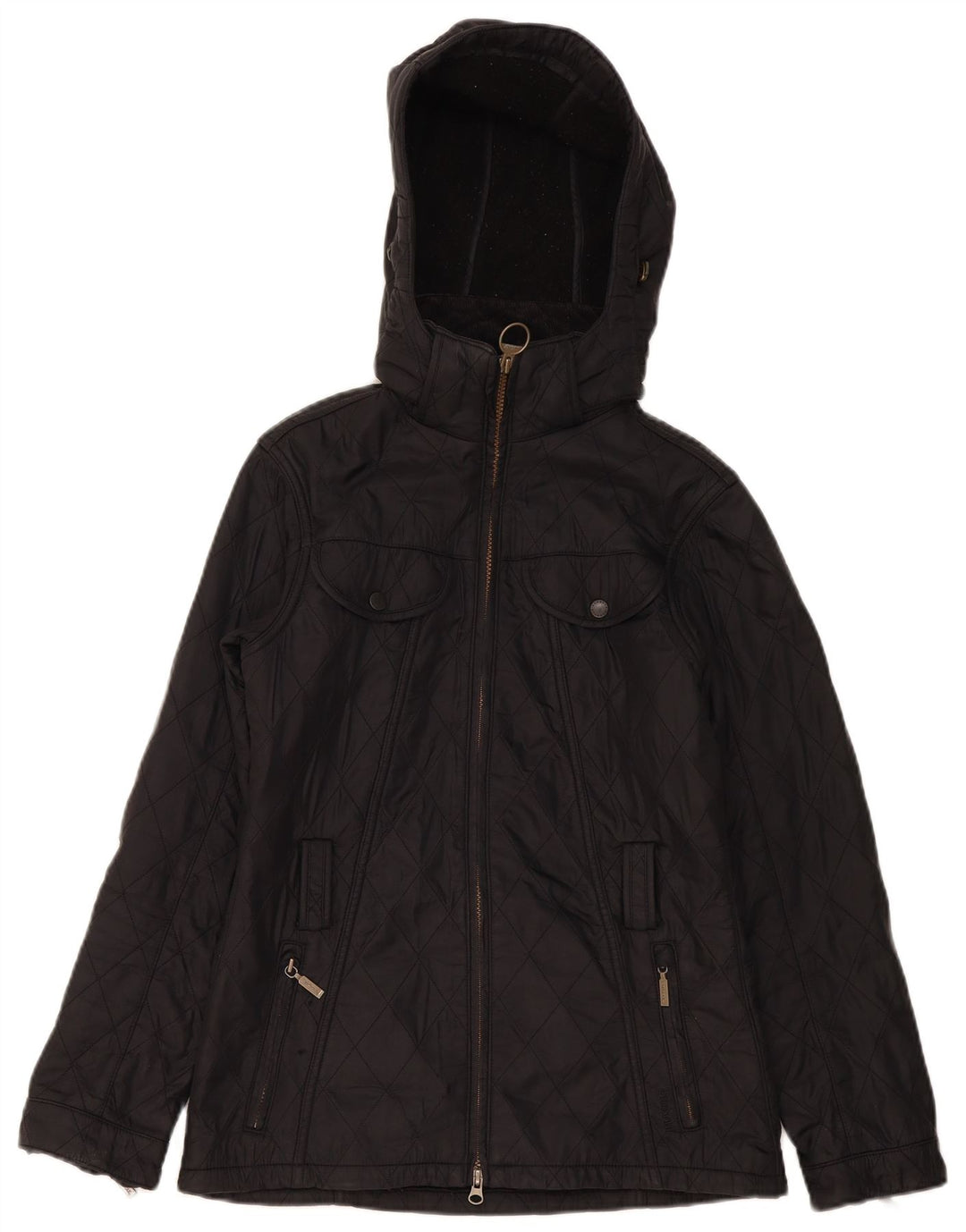 Barbour Womens Hooded Quilted Jacket UK 8 Small Black