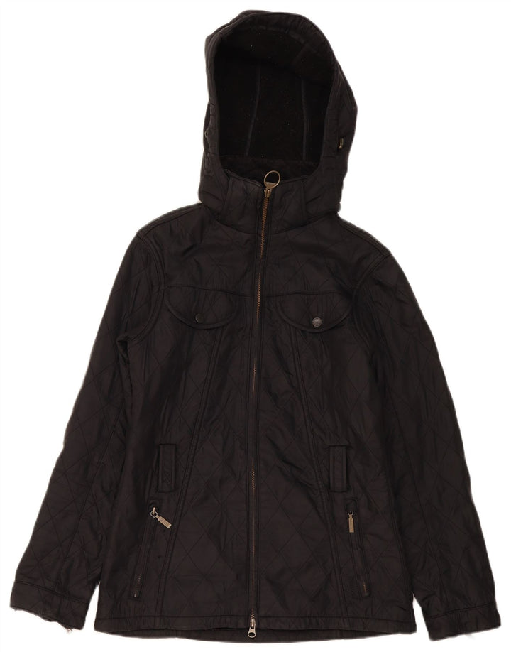Barbour Womens Hooded Quilted Jacket UK 8 Small Black