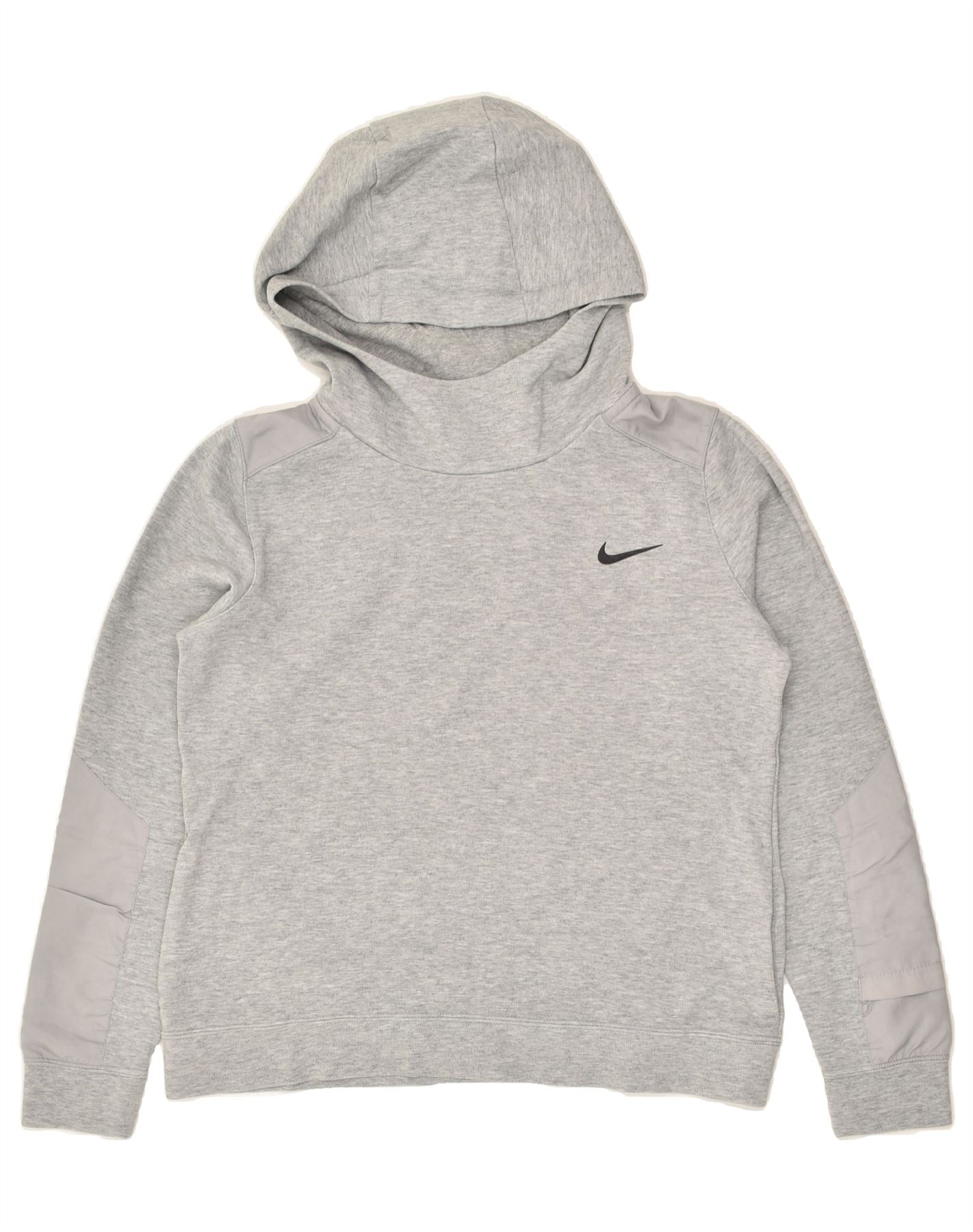 NIKE Womens Hoodie Jumper UK 14 Medium Grey Cotton