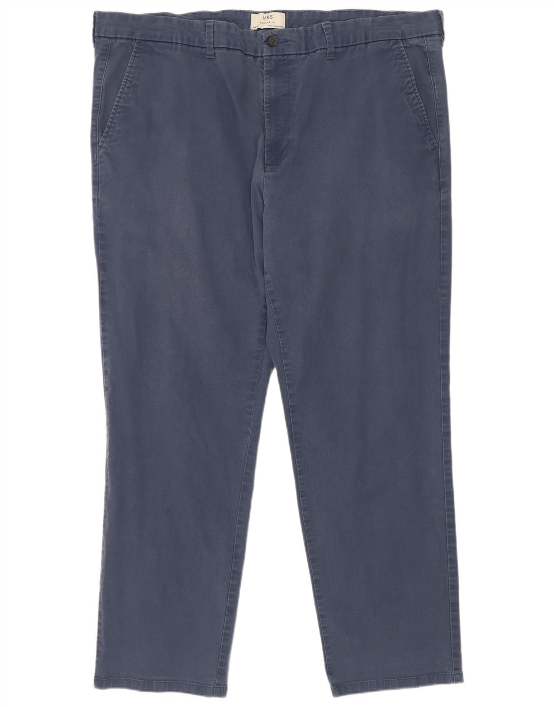 Marks & Spencer Mens Regular Fit Chino Trousers W44 L31 Blue Cotton