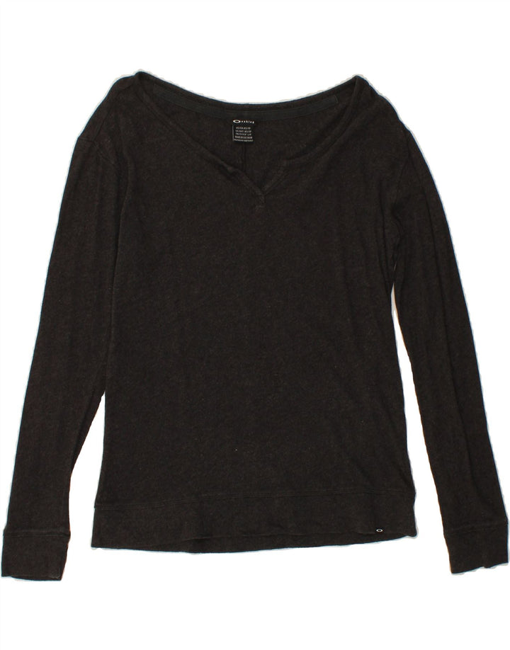 OAKLEY Womens Oversized Top Long Sleeve UK 6 XS Grey Cotton Vintage Oakley and Second-Hand Oakley from Messina Hembry 
