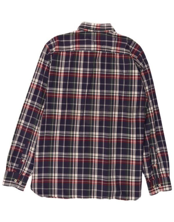 Tommy Hilfiger Mens New York Fit Shirt Large Navy Blue Check Cotton