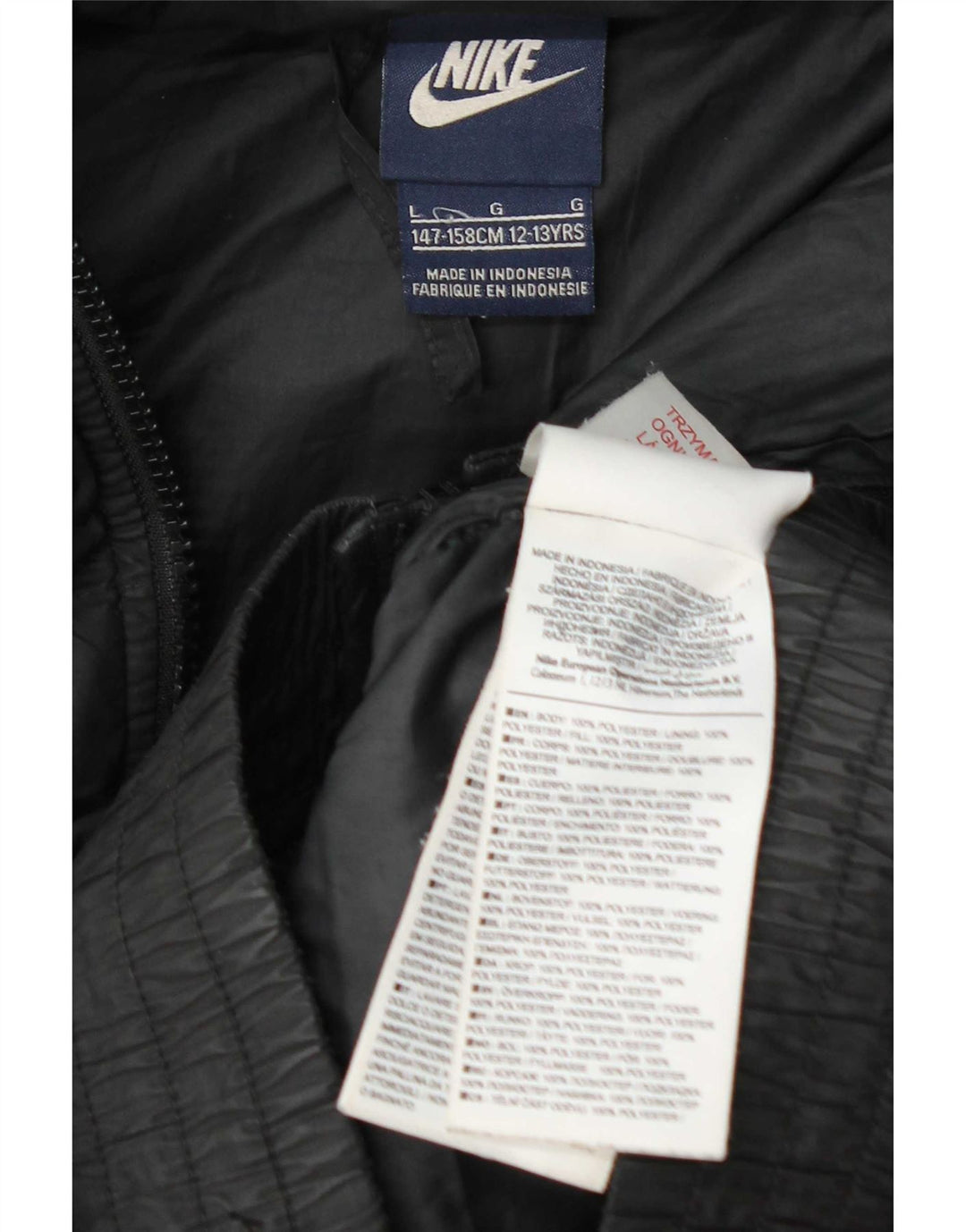 Nike Boys Hooded Padded Jacket 12-13 Years Laarge Black Polyester