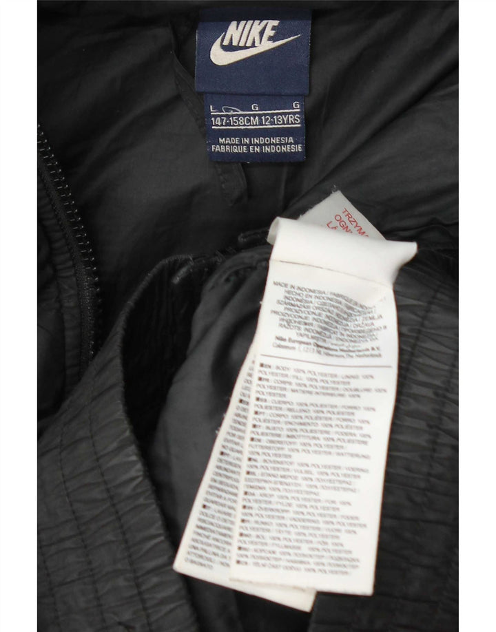 Nike Boys Hooded Padded Jacket 12-13 Years Laarge Black Polyester
