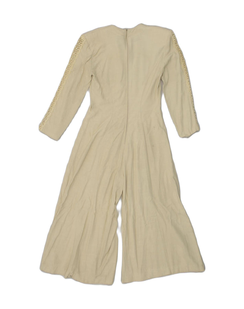 VINTAGE Womens Jumpsuit UK 10 Small Beige Linen | Vintage Vintage | Thrift | Second-Hand Vintage | Used Clothing | Messina Hembry 