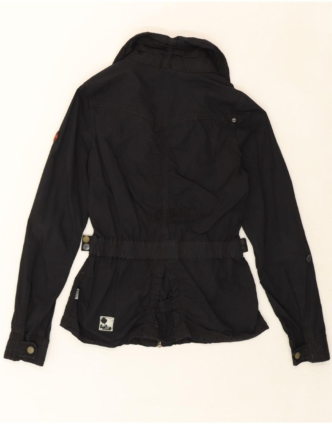 KHUJO Womens Bomber Jacket UK 14 Large Black Cupro Vintage KHUJO and Second-Hand KHUJO from Messina Hembry 