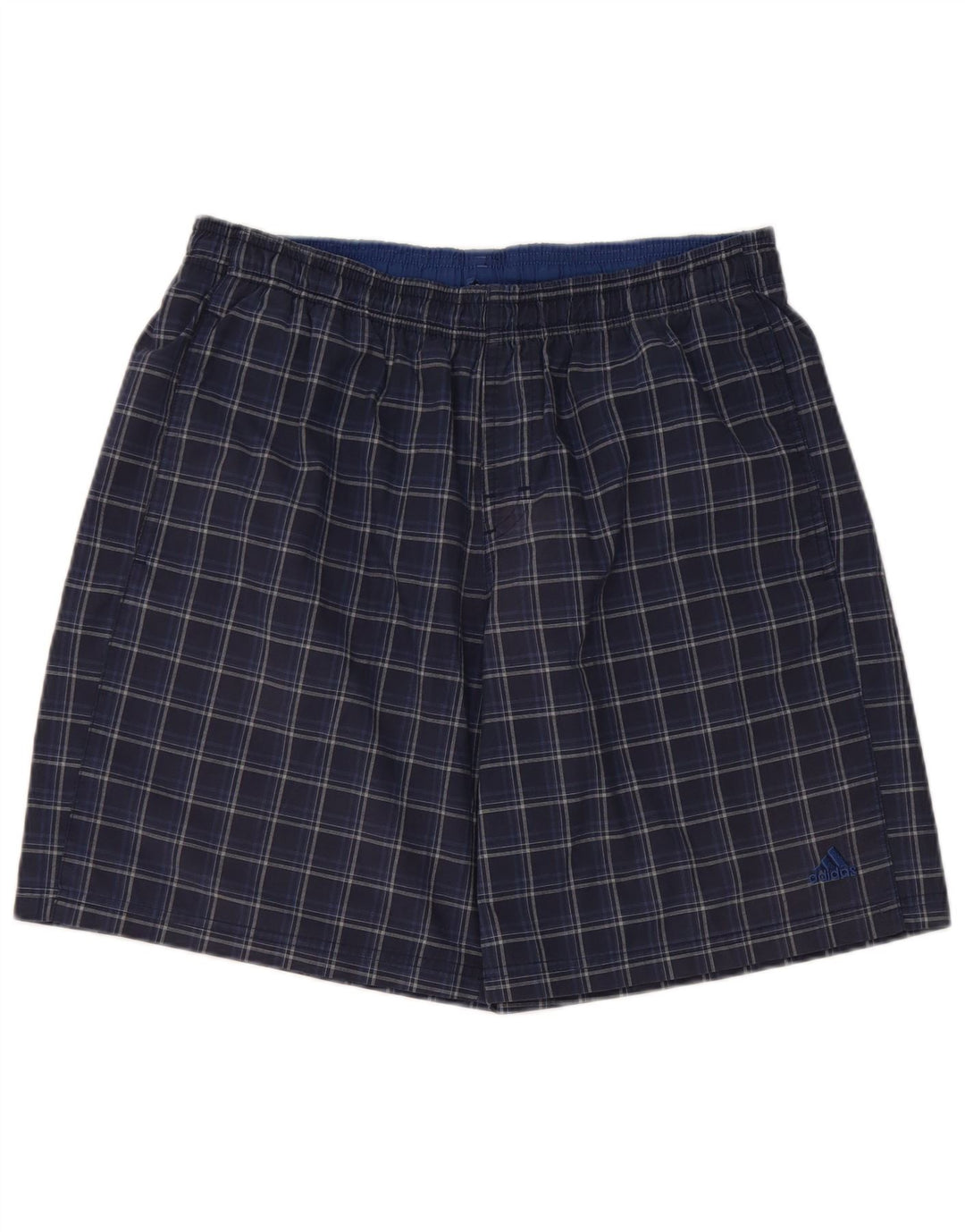 Adidas Mens Swimming Shorts Large Navy Blue Check Polyester