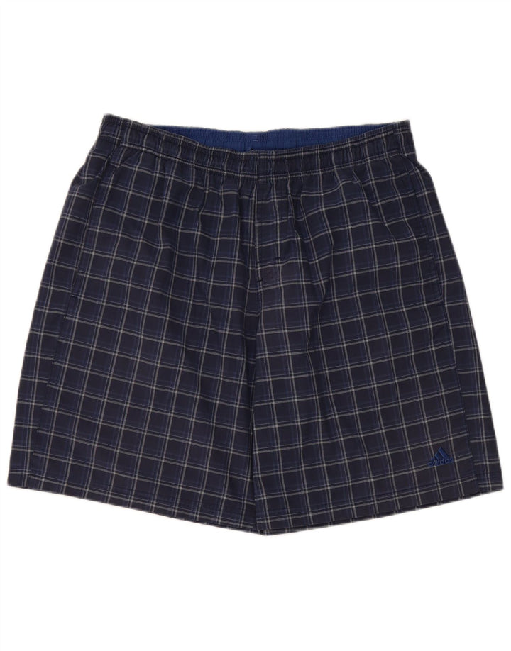 Adidas Mens Swimming Shorts Large Navy Blue Check Polyester