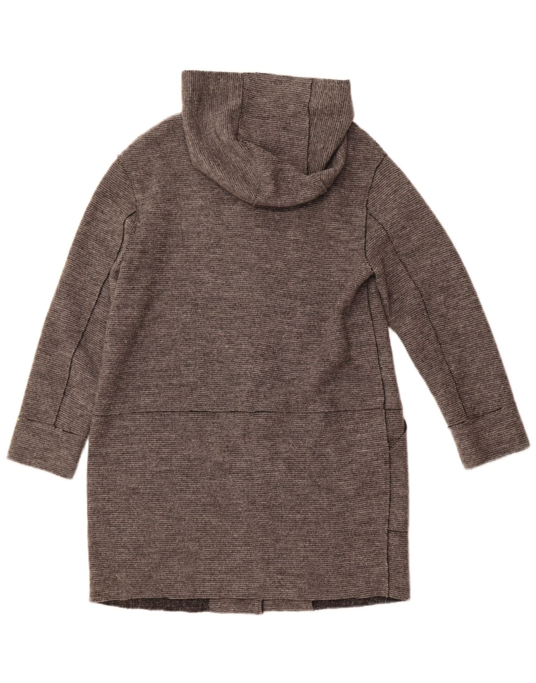 ZARA Womens Hooded Overcoat UK 14 Medium Grey Wool