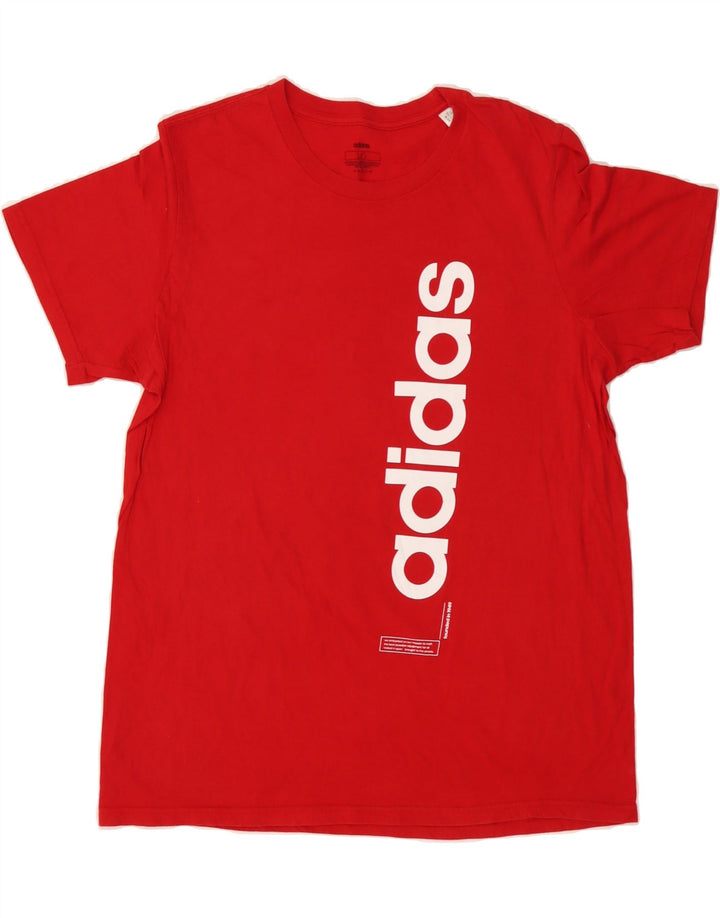 ADIDAS Mens Graphic T-Shirt Top Large Red Cotton Vintage Adidas and Second-Hand Adidas from Messina Hembry 