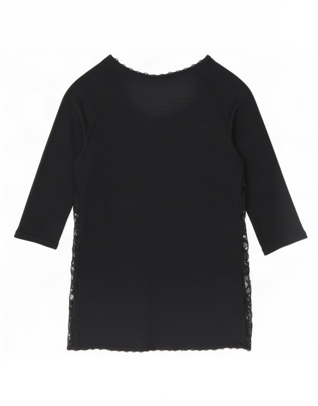 Zara Womens See Through Top 3/4 Sleeve UK 12 Medium Black