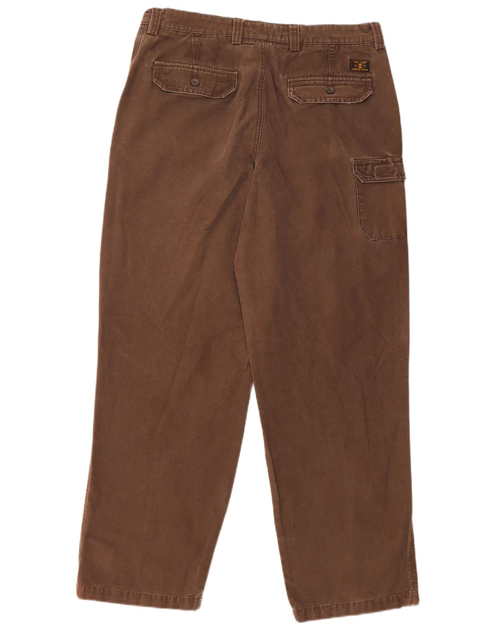 IZOD Mens Straight Cargo Trousers W36 L32 Brown Cotton
