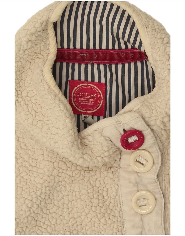 Joules Womens Button Neck Fleece Jumper UK 12 Medium Off White