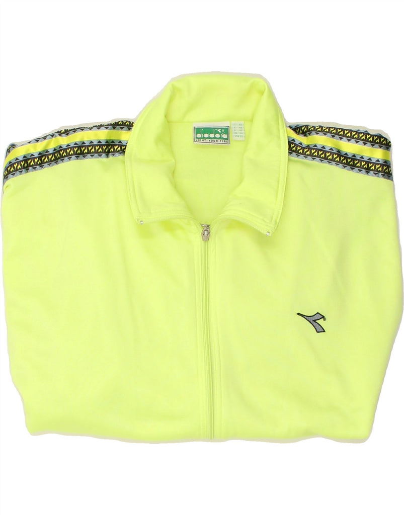 DIADORA Mens Tracksuit Top Jacket Uk 36 Small Yellow Polyester | Vintage Diadora | Thrift | Second-Hand Diadora | Used Clothing | Messina Hembry 