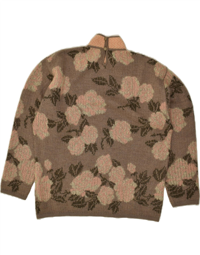 VINTAGE Womens Turtle Neck Jumper Sweater IT 46 Large Brown Floral | Vintage Vintage | Thrift | Second-Hand Vintage | Used Clothing | Messina Hembry 