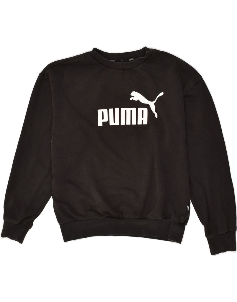 PUMA Mens Graphic Sweatshirt Jumper Small Black Cotton | Vintage Puma | Thrift | Second-Hand Puma | Used Clothing | Messina Hembry 