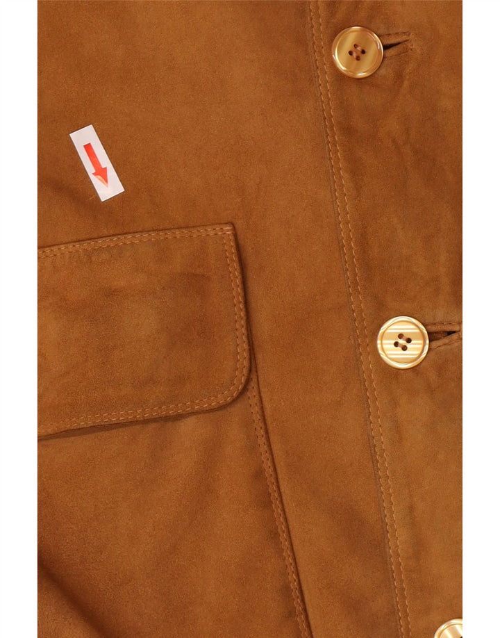 Vintage Mens Suede Bomber Jacket IT 48 Medium Brown Leather