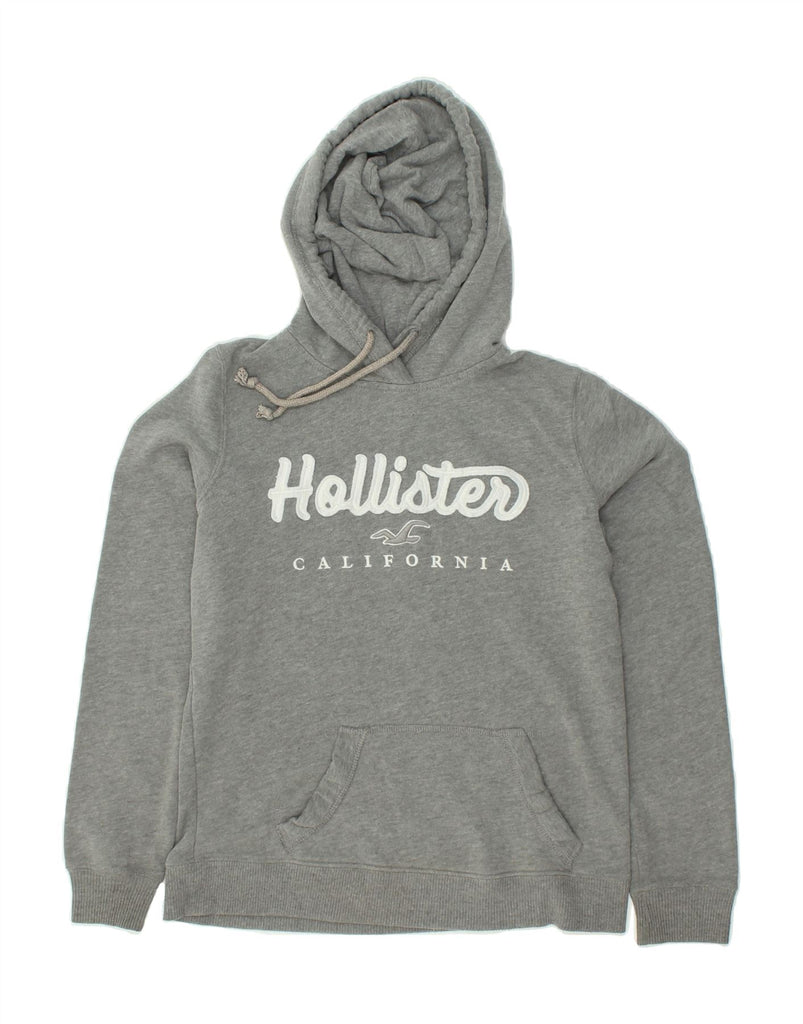 HOLLISTER Womens Loose Fit Graphic Hoodie Jumper UK 6 XS Grey Cotton | Vintage Hollister | Thrift | Second-Hand Hollister | Used Clothing | Messina Hembry 