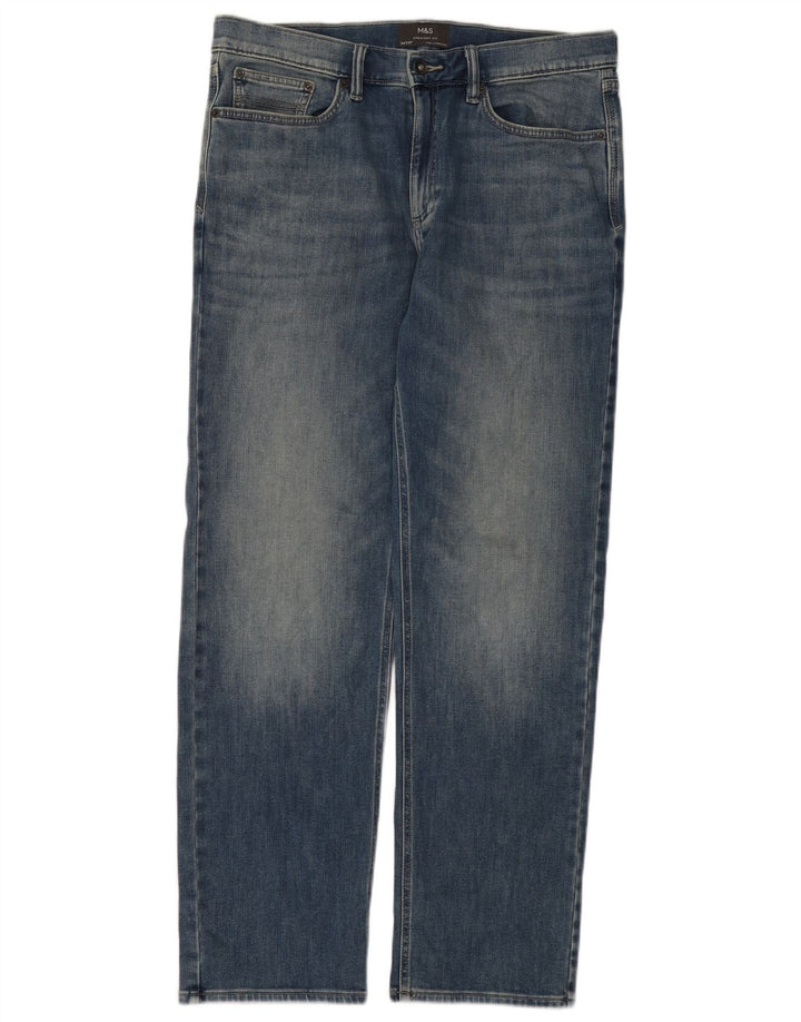 Marks & Spencer Mens Straight Jeans W34 L31 Blue Cotton